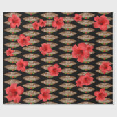 Papier Cadeau Mele Kalikimaka - Joyeux Hibiscus de Noël Hawaii (Plat)