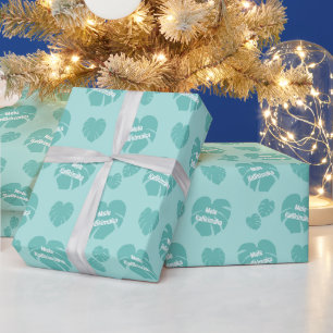 Papier Cadeau Mele Kalikimaka Monstera Feuille Joyeux Noël