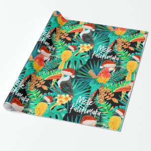 Papier Cadeau Mele Kalikimaka Oiseaux de la jungle tropicale