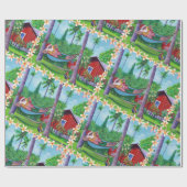 Papier Cadeau Mele Kalikimaka Père Noël en vacances à Hawaii (Plat)