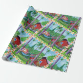 Papier Cadeau Mele Kalikimaka Père Noël en vacances à Hawaii (Déroulé)