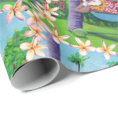 Papier Cadeau Mele Kalikimaka Père Noël en vacances à Hawaii (Coin rond)