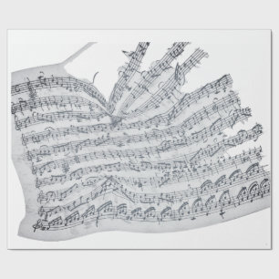 Papier Cadeau Mélodie manuscrite vintage écrasée sur la suie