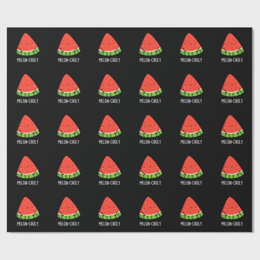 Papier Cadeau Melon-choly Funny Sad Watermelon Pun Dark BG (Plat)