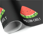 Papier Cadeau Melon-choly Funny Sad Watermelon Pun Dark BG (Coin rond)