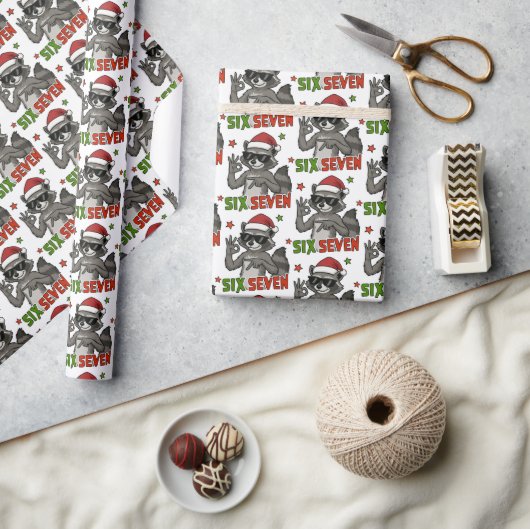 Papier Cadeau mème 67 6 7 Noël Six Sept (Artisanat)