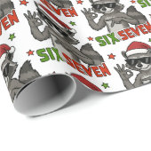 Papier Cadeau mème 67 6 7 Noël Six Sept (Coin rond)