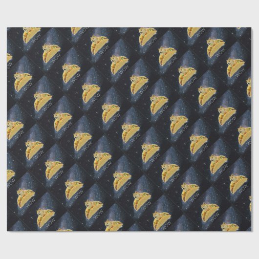 Papier Cadeau meme de taco de l'espace de doge (Plat)