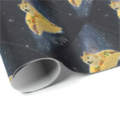 Papier Cadeau meme de taco de l'espace de doge (Coin rond)