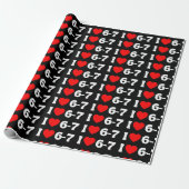 Papier Cadeau Mème drôle Six Sept « J'aime 6-7 » Motif (Déroulé)