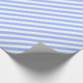 Papier Cadeau Même rayure diagonale de blanc et de bleu-clair (Coin)