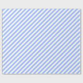 Papier Cadeau Même rayure diagonale de blanc et de bleu-clair (Plat)