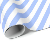 Papier Cadeau Même rayure diagonale de blanc et de bleu-clair (Coin rond)