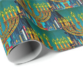 Papier Cadeau Ménorah (Coin rond)