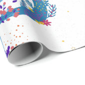 Papier Cadeau menorah à fleurs hanoukka (Coin rond)