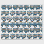Papier Cadeau Menorah de Hanukkah avec nœud (Plat)