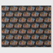 Papier Cadeau Menorah de Hanukkah colorée (Plat)