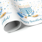 Papier Cadeau Menorah Hanoukka (Coin rond)