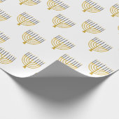 Papier Cadeau Menorah Hanoukka Bougies bleues Dessin Vacances (Coin)