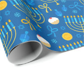 Papier Cadeau Menorah Hanukkah (Coin rond)