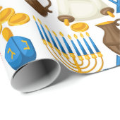 Papier Cadeau Menorah pour Hanukkah (Coin rond)