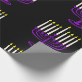 Papier Cadeau menorah violette hanoukka (Coin)