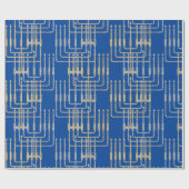 Papier Cadeau Menorahs Carré moderne Silver & Gold Hanoukka (Plat)