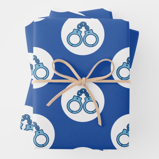 Papier cadeau Menottes de Police  (En situation)