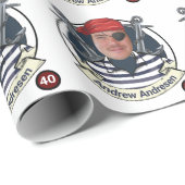 Papier Cadeau Mens Funny Pirate Anniversaire Ajouter votre visag (Coin rond)