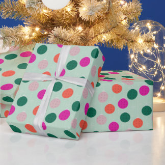 Papier Cadeau Menthe et Rose Pâle Noël sur le thème du Picklebal