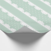 Papier Cadeau Menthe Girly et motif blanc de dentelle de point (Coin)