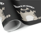 Papier Cadeau Meow's It Goin Funny Chat Pun Dark BG (Coin rond)