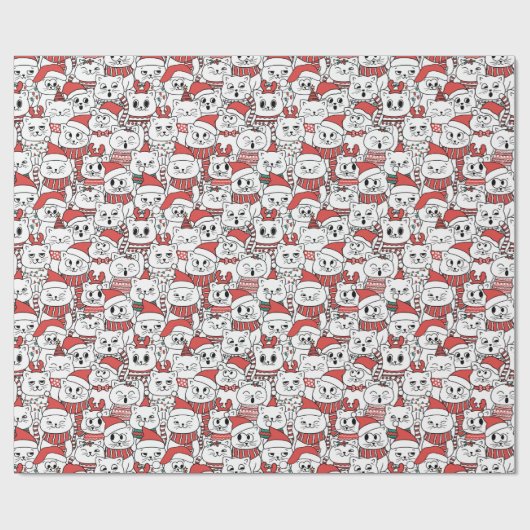 Papier Cadeau Meowy & Bright - Chats de Noël (Plat)