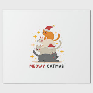 Papier Cadeau Meowy Catmas Chat Noël Arbre de Noël Xmas (2)