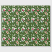 Papier Cadeau Meowy Christmas Happy Reindeer on Green (Plat)