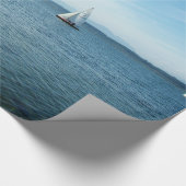 Papier Cadeau mer, bleu ciel et blanc bateaux cadeau de vacances (Coin)