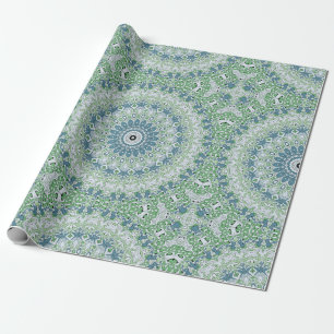 Papier Cadeau Mer Vert et Bleu Côte Motif Mandala