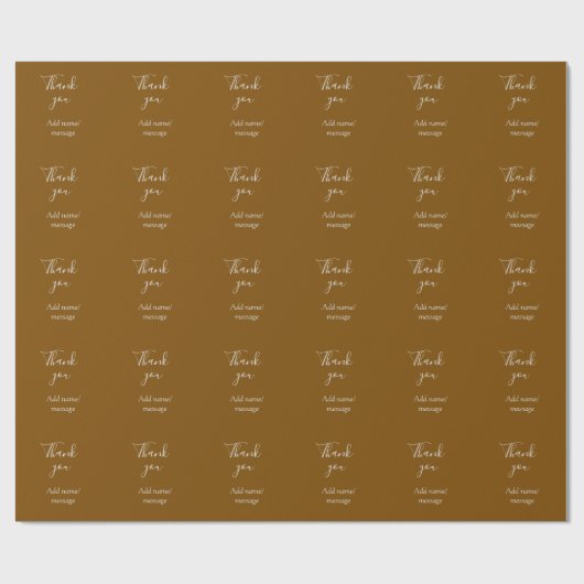 Papier Cadeau Merci ajoutez nom message simple stylé doré s (Plat)