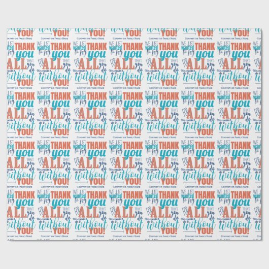 Papier Cadeau Merci Appréciation Typographie Merci (Plat)