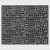 Papier Cadeau Merci beaucoup Texte sur fond noir (Plat)
