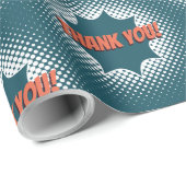 Papier Cadeau Merci! Bleu bulle vocale (Coin rond)