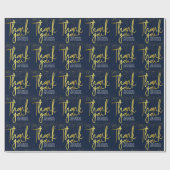 Papier Cadeau Merci Blue Gold Typographie (Plat)