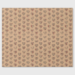 Papier Cadeau Merci & cœurs en 44 langues sous forme de motif en