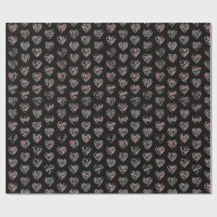 Papier Cadeau Merci & cœurs en 44 langues sous forme de motif en
