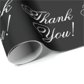 Papier Cadeau Merci Cursive noir et blanc (Coin rond)