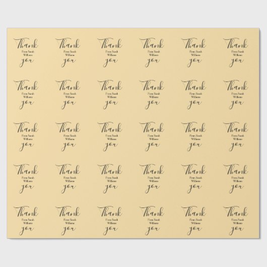 Papier Cadeau Merci de ajouter nom jaune Pastel boho mariage (Plat)