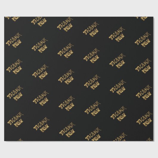 Papier Cadeau Merci Elégant Merci Typographie noir et or (Plat)