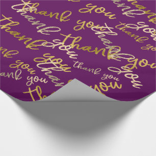 Papier Cadeau Merci Holographe Script Sirène Plum or