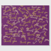 Papier Cadeau Merci Holographe Script Sirène Plum or (Plat)