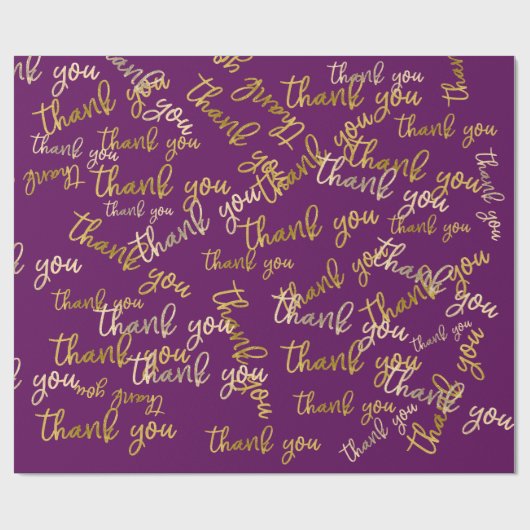 Papier Cadeau Merci Holographe Script Sirène Plum or (Plat)